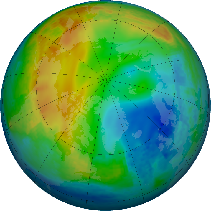 Arctic ozone map for 09 December 2001